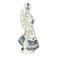 A picture of a Polish Pottery Luminary, Tall Angel, 9" in "Winter Aspen" by Ceramika Artystyczna | AC68-1995X as shown at PolishPotteryOutlet.com/products/9-tall-angel-luminary-winter-aspen-ac68-1995x