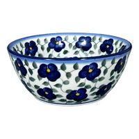 A picture of a Polish Pottery Bowl, Round, 7", WR (WR12C) in "Pansy Storm" by W.R. Ceramika | WR12C-EZ3 as shown at PolishPotteryOutlet.com/products/7-bowl-pansy-storm-wr12c-ez3