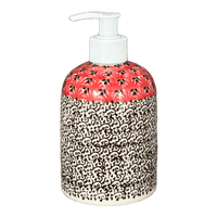 A picture of a Polish Pottery Soap Dispenser, 5.5" in "Coral Fans" by Ceramika Artystyczna | A573-2199X as shown at PolishPotteryOutlet.com/products/5-5-soap-dispenser-coral-fans-a573-2199x