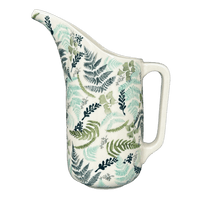 A picture of a Polish Pottery 1.5 Liter Fancy Pitcher (Scattered Ferns) | D084S-GZ39 as shown at PolishPotteryOutlet.com/products/1-5-liter-fancy-pitcher-scattered-ferns-d084s-gz39