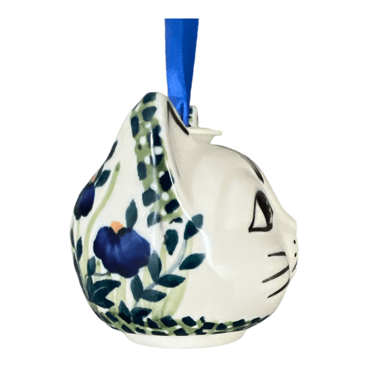 Ornament, Cat Head in "Bouncing Blue Blossoms" by Manufaktura | K142U-IM03