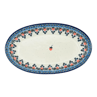 A picture of a Polish Pottery Platter, Oval, 17.5" in "Strawberry Patch" by Ceramika Artystyczna | A200-721X as shown at PolishPotteryOutlet.com/products/c-a-17-5-oval-platter-strawberry-patch-a200-721x