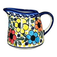 A picture of a Polish Pottery Creamer Bell, 3.25", WR (WR16A) in "Bold Rainbow" by W.R. Ceramika | WR16A-WR55 as shown at PolishPotteryOutlet.com/products/wr-creamer-bell-bold-rainbow-wr16a-wr55