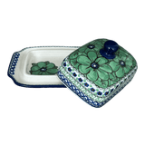 Butter Dish, 7" x 5.5" in "Green Goddess" by Ceramika Artystyczna | A295-U408A