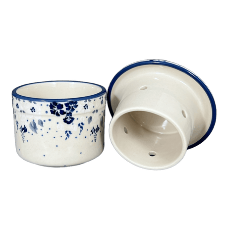 Butter Crock, 4.5" in "Blue & White Trumpet Vines" by Manufaktura | M136U-JZ43