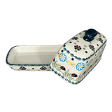 Butter Dish, American, 4" x 7.5" in "Lady Bugs" by Manufaktura | M074T-IF45