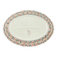 A picture of a Polish Pottery Large Scalloped Oval Platter (Peach Blossoms) | P165S-AS46 as shown at PolishPotteryOutlet.com/products/large-scalloped-oval-platter-peach-blossoms-p165s-as46