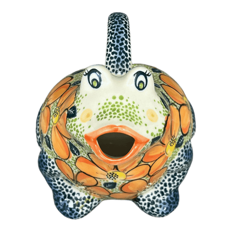 Frog Watering Can, 40 oz in "Orange Daisy" by Galia | GZW23-AP