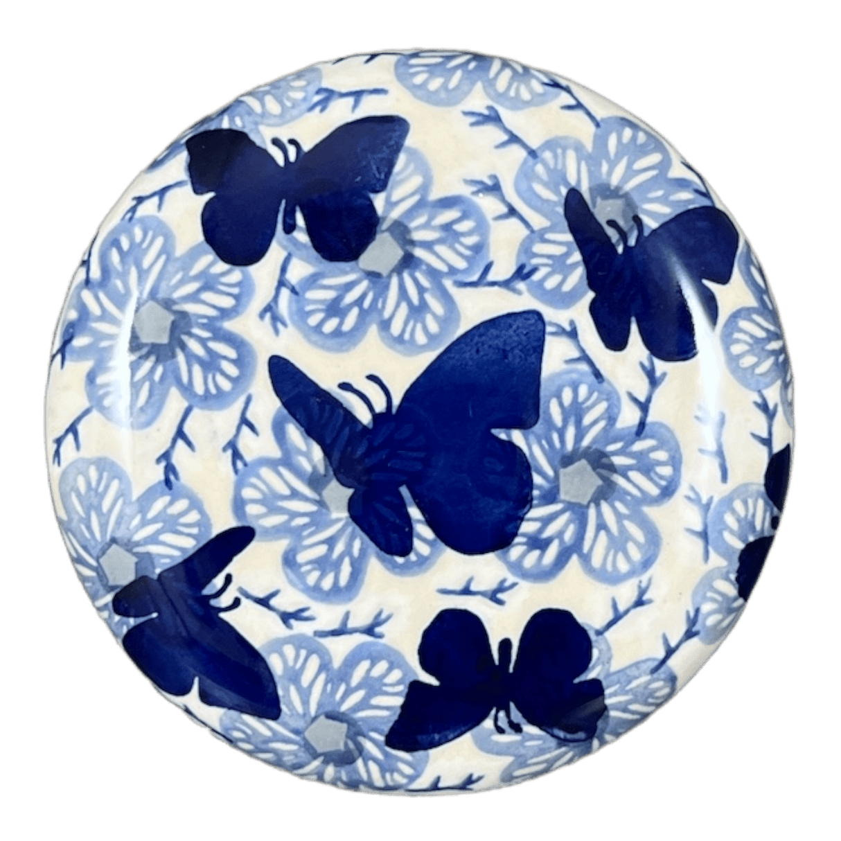 Butter Crock, 4.5" in "Blue Butterfly" by Manufaktura | M136U-AS58