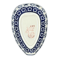 A picture of a Polish Pottery Spoon Rest, Small, 3.5" in "Butterfly Border" by Manufaktura | P093T-P249 as shown at PolishPotteryOutlet.com/products/spoon-rest-butterfly-border-p093t-p249