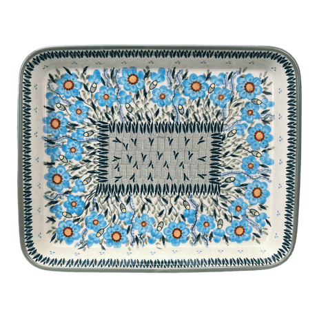 Baker, Rectangular, 10" x 13" in "Baby Blue Blossoms - Solid Rim" by Manufaktura | P105S-JS49A