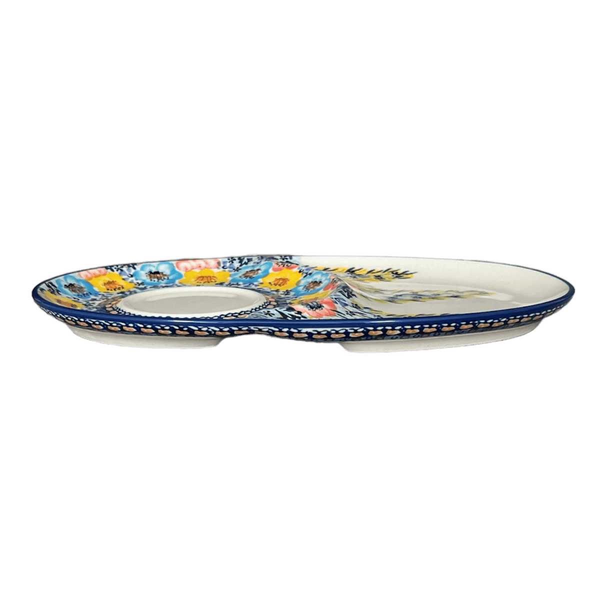 Plate, Oval, Soup & Sandwich, 11.75" x 7.25" in "Brilliant Garland" by Manufaktura | P006S-WK79