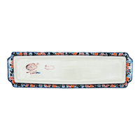 A picture of a Polish Pottery 16" x 4.5" Rectangular Tray (Fall Wildflowers) | NDA203-23 as shown at PolishPotteryOutlet.com/products/16-x-4-5-rectangular-tray-fall-wildflowers-nda203-23