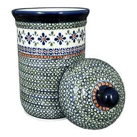 Polish Pottery Zaklady 2 Liter Container (Emerald Mosaic) | Y1244-DU60 Additional Image at PolishPotteryOutlet.com