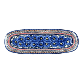 Polish Pottery Platter, Oval, 17.5" x 6" in "Bloomin' Sky" by Zaklady | Y1430A-ART148 Additional Image at PolishPotteryOutlet.com