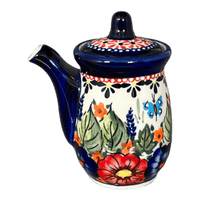 A picture of a Polish Pottery Zaklady Soy Sauce Pitcher (Butterfly Bouquet) | Y1947-ART149 as shown at PolishPotteryOutlet.com/products/soy-sauce-pitcher-butterfly-bouquet-y1947-art149
