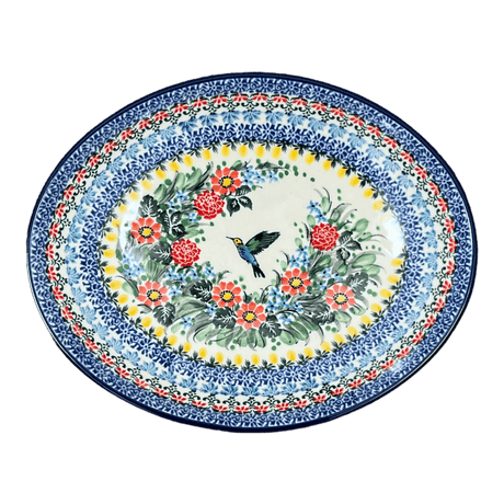 Dish, Oval, 10.25" in "Hummingbird Bouquet" by Ceramika Artystyczna | AC93-U3357