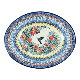 Polish Pottery Dish, Oval, 10.25" in "Hummingbird Bouquet" by Ceramika Artystyczna | AC93-U3357 Additional Image at PolishPotteryOutlet.com