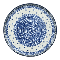 A picture of a Polish Pottery Tray, Round, 10" in "Starry Sea" by Ceramika Artystyczna | AE93-454C as shown at PolishPotteryOutlet.com/products/10-round-tray-starry-sea-ae93-454c