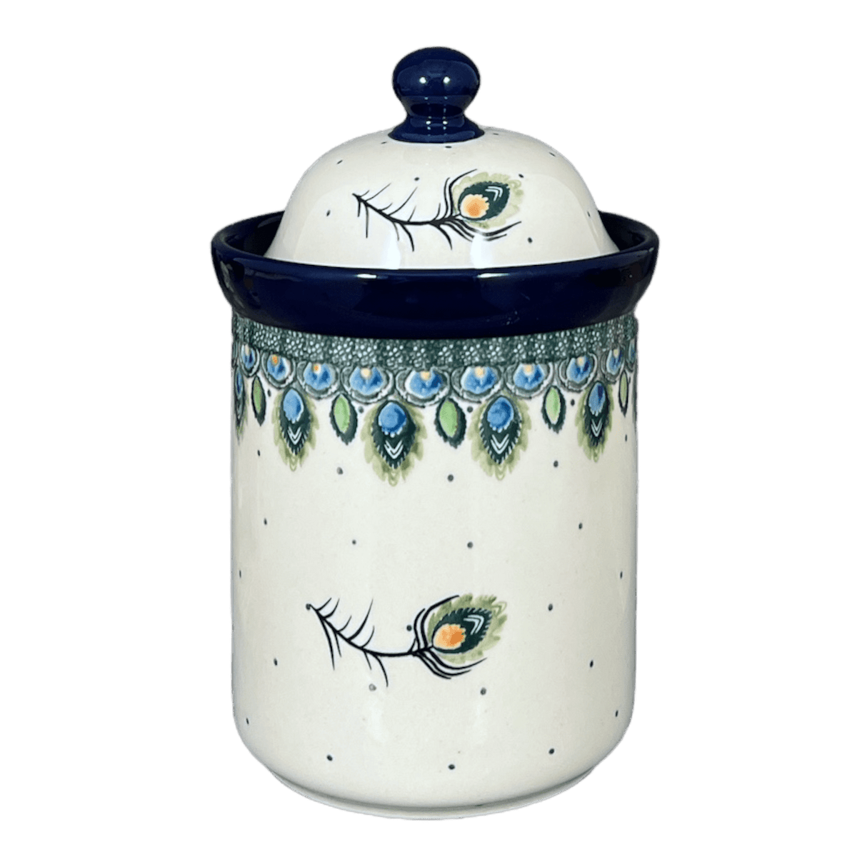 Canister, 1 Liter in "Peacock Plume" by Ceramika Artystyczna | A491-2218X