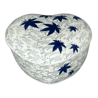 A picture of a Polish Pottery CA Heart Box (Blue Sweetgum) | A143-2545X as shown at PolishPotteryOutlet.com/products/c-a-heart-box-blue-sweetgum-a143-2545x