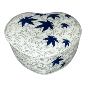 Polish Pottery Heart Box, 4.5" in "Blue Sweetgum" by Ceramika Artystyczna | A143-2545X Additional Image at PolishPotteryOutlet.com