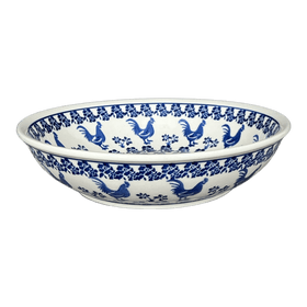 Polish Pottery Zaklady 10" Shallow Serving Bowl (Rooster Blues) | Y1013A-D1149 Additional Image at PolishPotteryOutlet.com