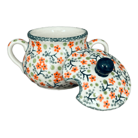 Polish Pottery 3.5" Traditional Sugar Bowl (Peach Blossoms) | C015S-AS46 Additional Image at PolishPotteryOutlet.com