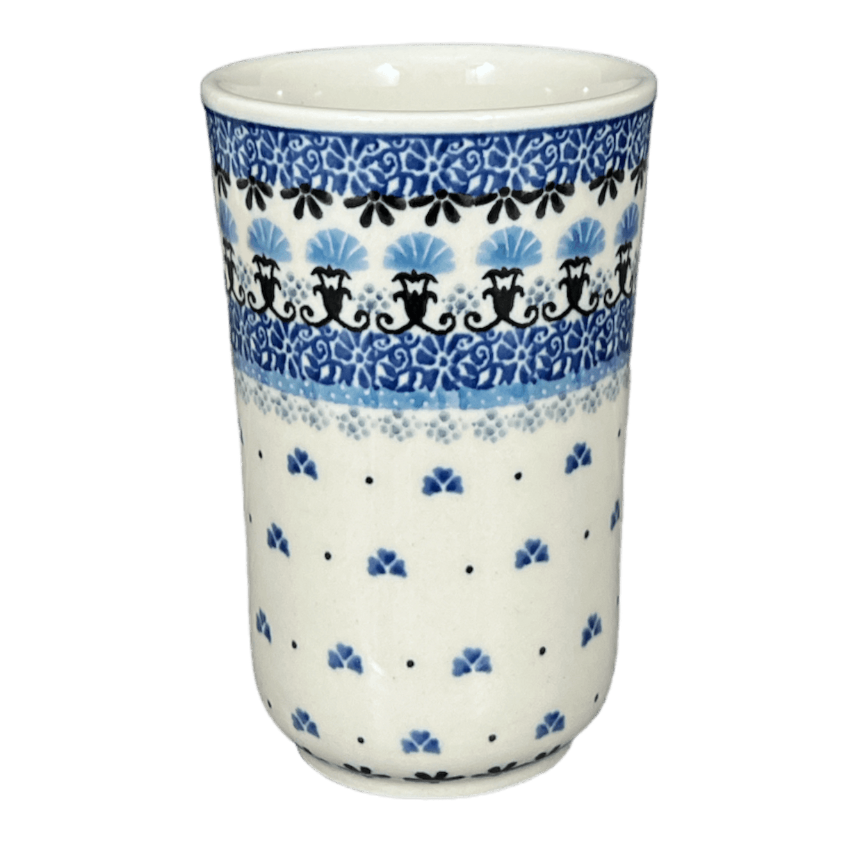 Tumbler, 12 oz in "Blue Fan Dance" by Ceramika Artystyczna | A076-1981X