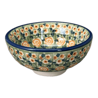 A picture of a Polish Pottery Dipping Bowl (Perennial Garden) | M153S-LM as shown at PolishPotteryOutlet.com/products/dipping-bowl-perennial-garden-m153s-lm
