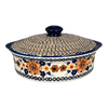 Polish Pottery Baker, Round, with Lid, 9" in "Bouquet in a Basket" by Manufaktura | Z129S-JZK at PolishPotteryOutlet.com