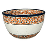 Polish Pottery Zaklady Extra- Deep 10.5" Bowl (Orange Wreath) | Y986A-DU52 at PolishPotteryOutlet.com