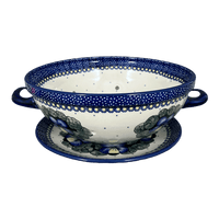 A picture of a Polish Pottery Berry Bowl (Pansies) | D038S-JZB as shown at PolishPotteryOutlet.com/products/9-75-berry-bowl-pansies-d038s-jzb