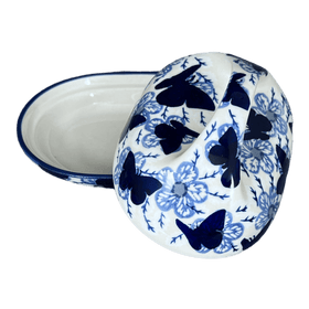 Polish Pottery Fancy Butter Dish (Blue Butterfly) | M077U-AS58 Additional Image at PolishPotteryOutlet.com