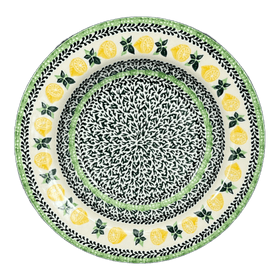 Polish Pottery Plate, Round, Soup Plate, 9.25" in "Lemons and Leaves" by Ceramika Artystyczna | A014-2749X Additional Image at PolishPotteryOutlet.com