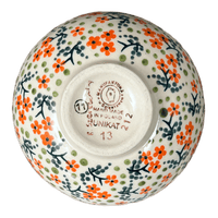 A picture of a Polish Pottery Dipping Bowl (Peach Blossoms) | M153S-AS46 as shown at PolishPotteryOutlet.com/products/4-25-dipping-bowl-peach-blossoms-m153s-as46