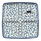 Divided Square Dish, 9.75" in "Cat Tracks" by Ceramika Artystyczna | AB40-1771