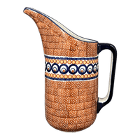 A picture of a Polish Pottery 1.5 Liter Fancy Pitcher (Peacock Autumn ) | D084U-54B as shown at PolishPotteryOutlet.com/products/1-5-liter-fancy-pitcher-peacock-autumn-d084u-54b