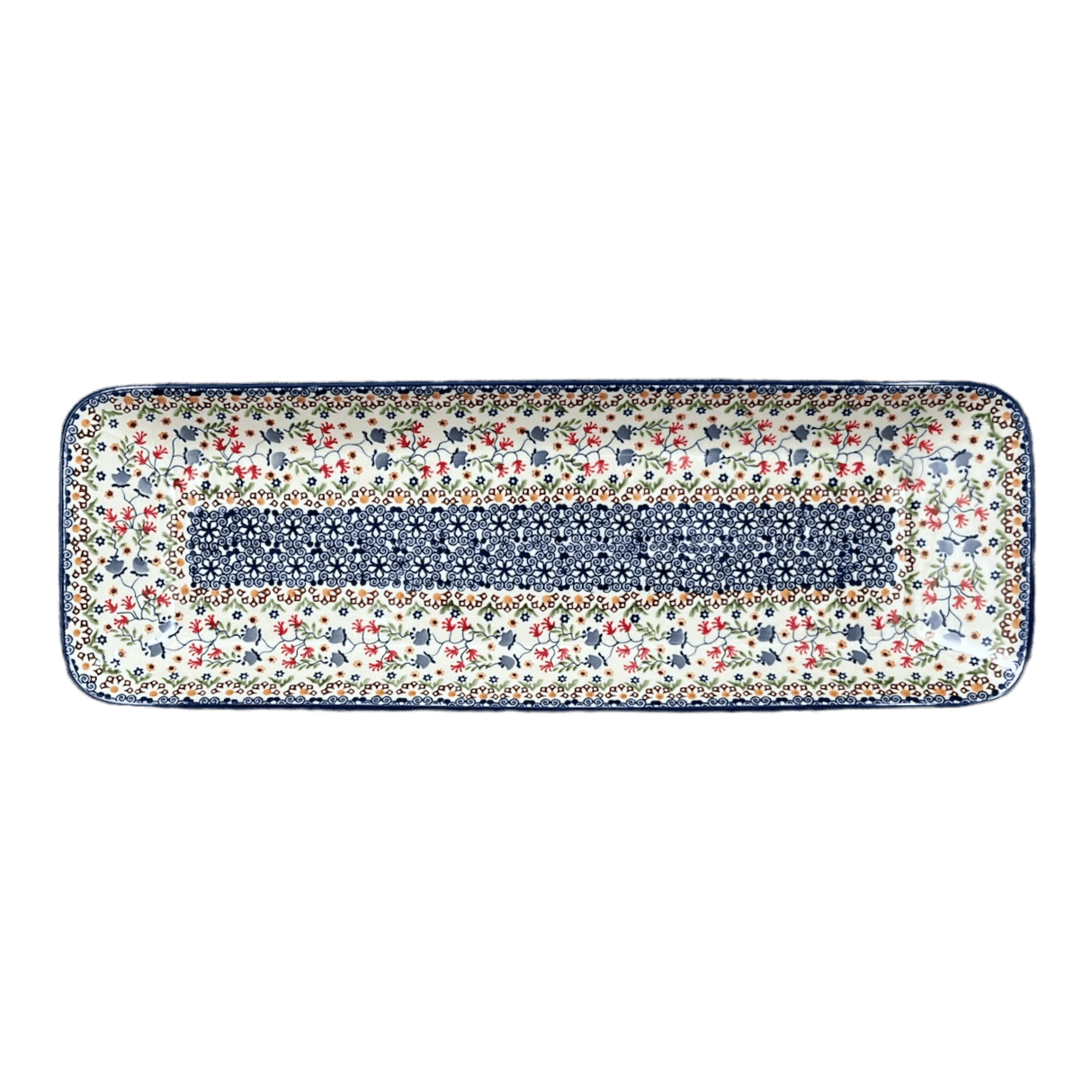 Platter, Rectangular, Long, 19.5" x 6.75" in "Wildflower Delight" by Manufaktura | P204S-P273