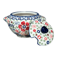A picture of a Polish Pottery 3" Sugar Bowl (Full Bloom) | C003S-EO34 as shown at PolishPotteryOutlet.com/products/3-sugar-bowl-full-bloom-c003s-eo34