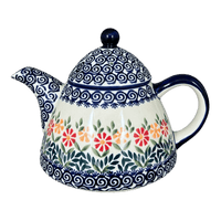 A picture of a Polish Pottery 0.9 Liter Teapot (Flower Power) | C005T-JS14 as shown at PolishPotteryOutlet.com/products/0-9-liter-teapot-flower-power-c005t-js14