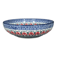 A picture of a Polish Pottery Bowl, Round, Serving, 10.5" in "Rosie's Garden" by Ceramika Artystyczna | AC36-1490X as shown at PolishPotteryOutlet.com/products/10-5-serving-bowl-rosies-garden-ac36-1490x