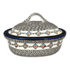 Polish Pottery Baker, Covered, 12.5" x 10" Large in "Mesa Verde Midnight" by Zaklady | Y1158-A1159A at PolishPotteryOutlet.com