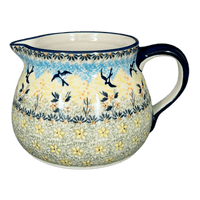 A picture of a Polish Pottery 1.5 Liter Pitcher (Soaring Swallows) | D043S-WK57 as shown at PolishPotteryOutlet.com/products/1-5-l-wide-mouth-pitcher-soaring-swallows-d043s-wk57
