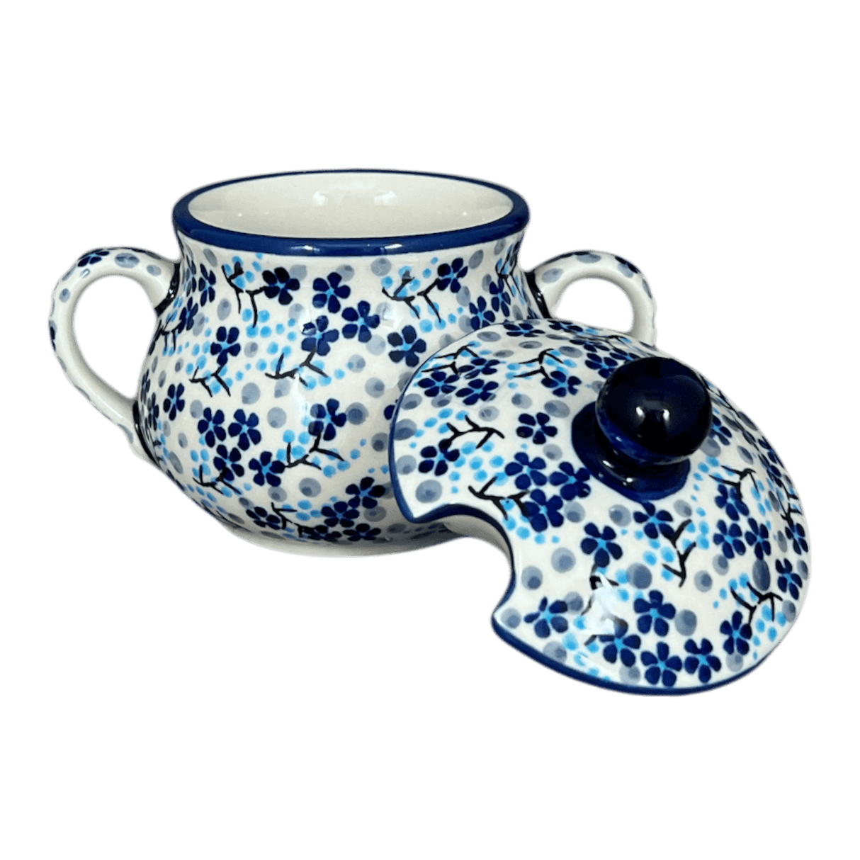 Bowl, Round, Sugar Bowl, 3.5" in "Scattered Blues" by Manufaktura | C015S-AS45