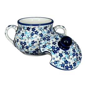 Polish Pottery 3.5" Traditional Sugar Bowl (Scattered Blues) | C015S-AS45 Additional Image at PolishPotteryOutlet.com