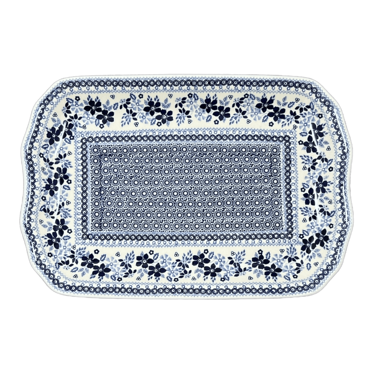 Platter, Rectangular, 11.5" x 17" in "Duet in Blue" by Manufaktura | P158S-SB01