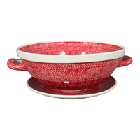 A picture of a Polish Pottery Berry Bowl (Red Sky at Night) | D038T-WCZE as shown at PolishPotteryOutlet.com/products/9-75-berry-bowl-red-sky-at-night-d038t-wcze