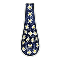 A picture of a Polish Pottery Spoon Rest, Large, 9.25" in "Mornin' Daisy" by Manufaktura | P007T-AM as shown at PolishPotteryOutlet.com/products/large-spoon-rest-mornin-daisy-p007t-am