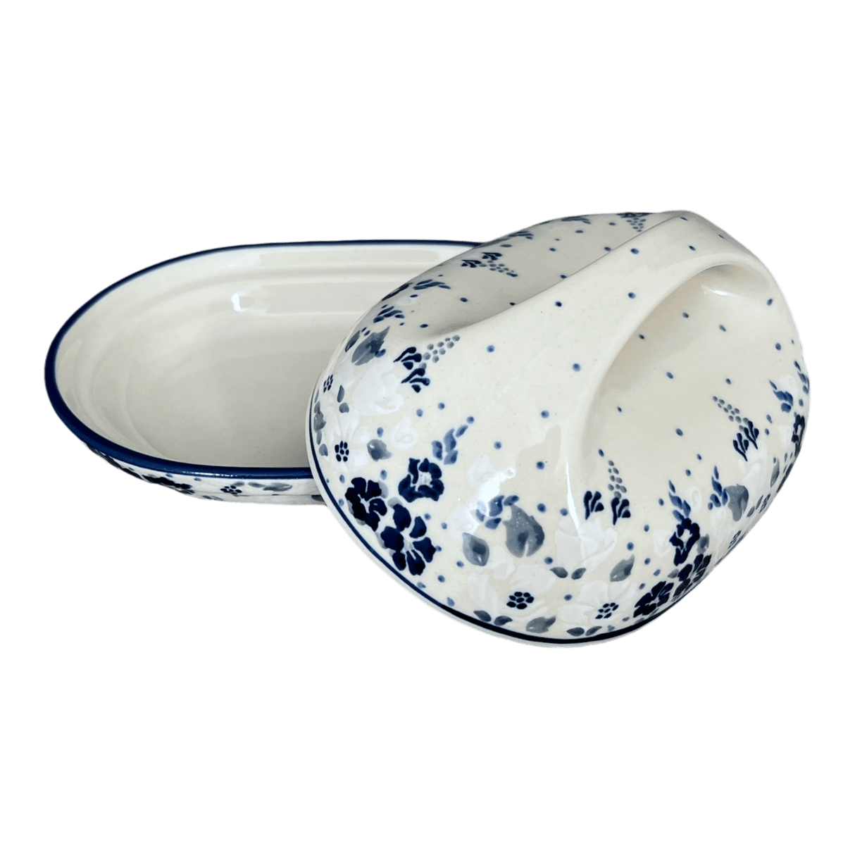 Butter Dish, Fancy, 5" x 7" in "Blue & White Trumpet Vines" by Manufaktura | M077U-JZ43